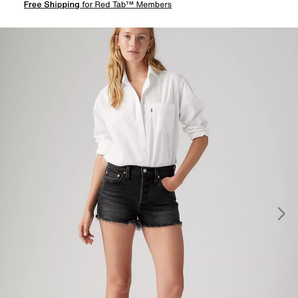 Levi's 501 High Rise Denim Shorts Cut Offs Wise Up Black Wash Jean Distressed